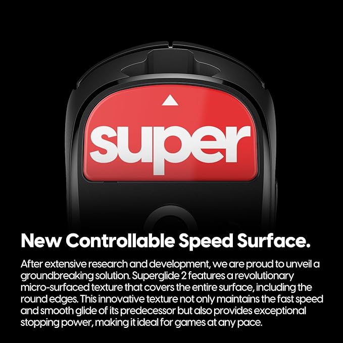 Superglide2 Glass Mouse Skates for Logitech G Pro X Superlight (Red) - Controllable Speed Surface, Polished Edge, Ultra Smooth Durable Gaming Feet (Type-C, Red)