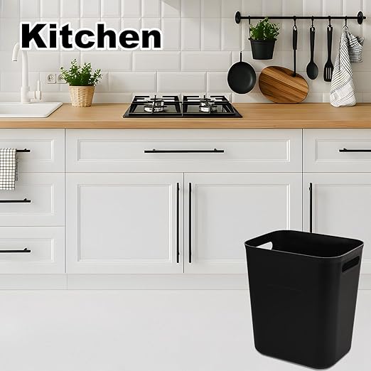 UUJOLY Small Bathroom Trash Can with Trash Bag Wastebasket Garbage Can for Bathrooms, Laundry Room, Kitchens, Offices, Kids Rooms, Dorms, 3.5 Gallons, 3 Pack (Black)