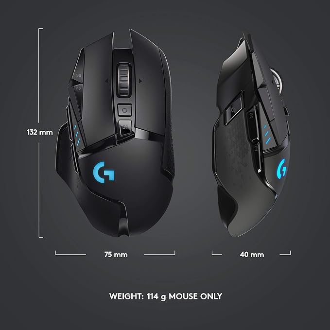 Logitech G502 Lightspeed Wireless Gaming Mouse | Hero Sensor, 25,600 DPI, 11 Programmable Buttons, Tunable Weights, RGB Lighting, Onboard Memory, PC/Mac | Signature Series Power Bundle