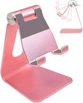 Phone & Tablet Stand Adjustable Multi‑Angle Aluminum Phone & Tablet Stand Non‑Slip Dock/Cradle/Charging Station for Desktop, Bed, Kitchen, Office (Rose Gold)