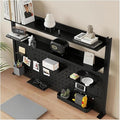 Clamp on Desk Organizer Shelf, Desk Extender with Pegboard, Gaming/Computer Desk Accessories with Shelf, Privacy Panel for Office, Clamp-on Desktop Shelving Syste (Black, Black, 47.0in/120cm)