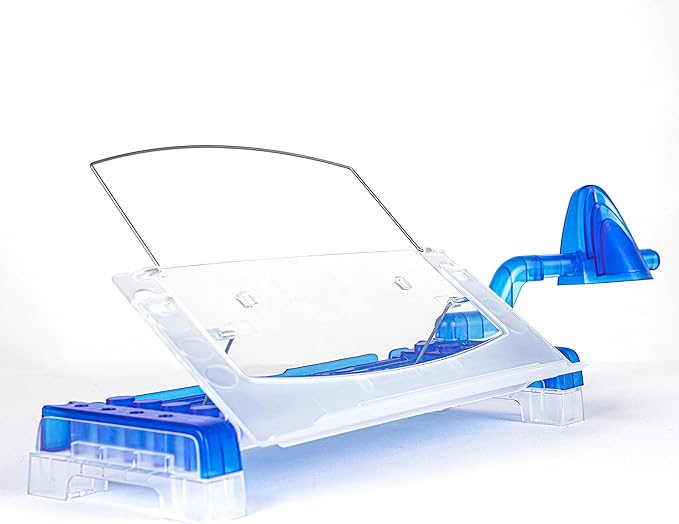 MemoScape Adjustable in-Line Document Holder for Typing | Reduces Neck Strain, Improves Focus, Boosts Desk Organization, and Workflow | Paper Holder Stand for Desk and Home Office - Blue (VUR 3020)
