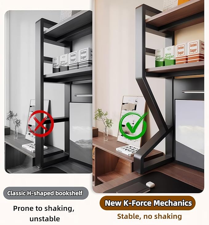 Desktop Hutch Bookshelf,Many Gifts,Metal Desktop Bookcase with pegboard, Desk Shelf Black, Countertop Storage Organizer Rack for Dorm or Office,Desktop Shelves(Black, 45.3" Lx9.9 Wx39 H)