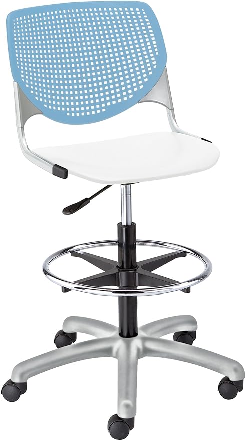 KFI Seating Kool Series Modern Office Armless Chair, Blue, Polypropylene Seat, Steel Frame, Adjustable Height