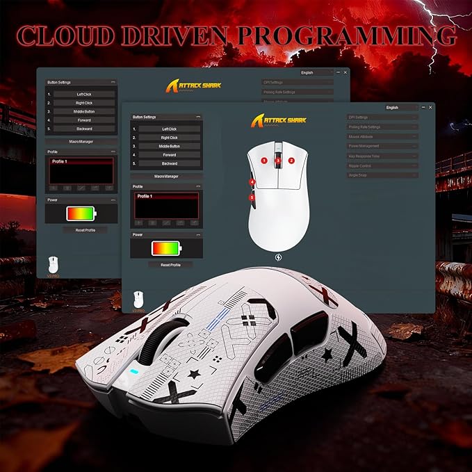 MAMBASNAKE Attack Shark V3 PRO 62g Superlight Wireless Gaming Mouse,RGB Charging Dock,BK52820 Tri-Mode BT/2.4G Wireless/Wired Mouse with Grip Tape,25000DPI,5 Programmable Buttons for Pc/Mac,White PRO