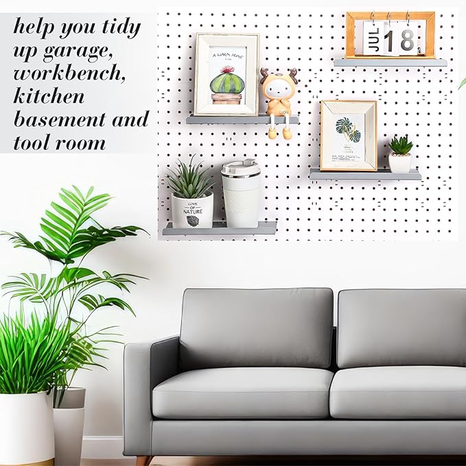 Beeveer 4 Pcs Pegboard Shelves Wall Organizer Brackets Pegboard Steel Tray Accessories Organizing Tools for Craft Garage Nursery Workbench Kitchen(10.04 x 4.33 Inch,Silver)