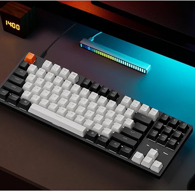 Keychron C1 TKL Mechanical Gaming Keyboard – Wired White LED Backlit Compact Keyboard with Linear Mechanical Switches, Compatible with Mac & Windows