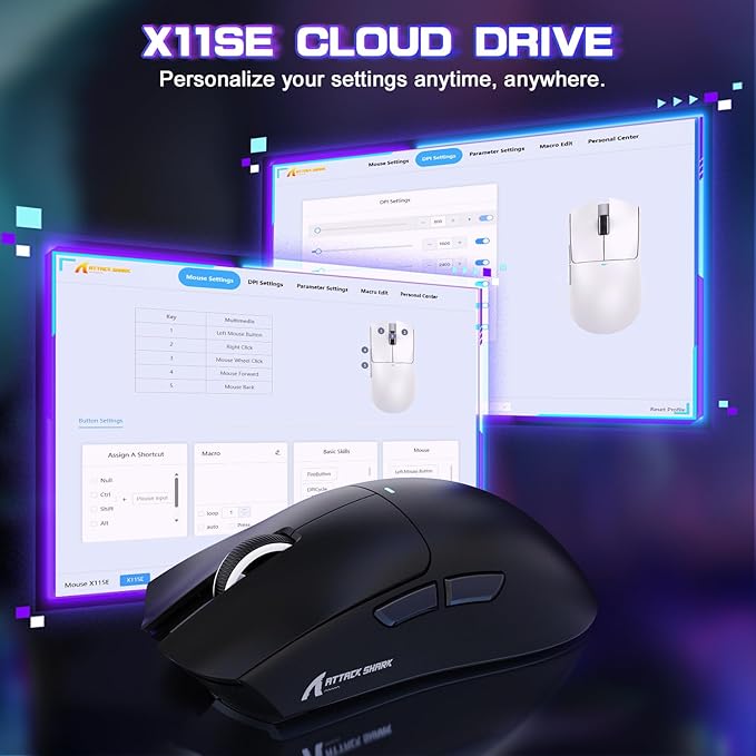 ATTACK SHARK X11SE Ultra-Light Wireless Gaming Mouse,Tri-Modes BT5.2/Type-C Wired/2.4G,PixArt PAW3311 Gaming Sensor,22KDPI,5 Programmable Buttons for Laptop,PC,Mac Gamer (Black)