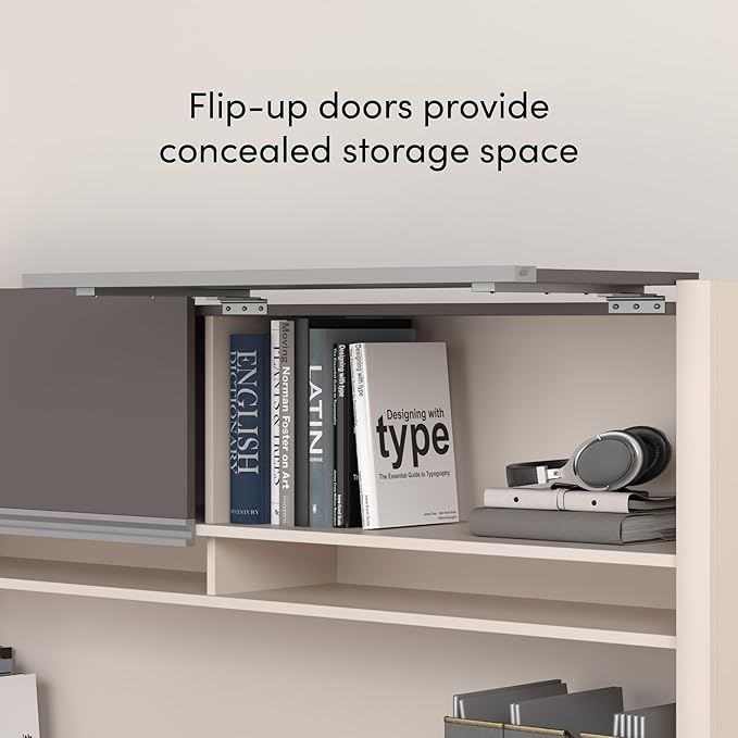 Bestar Connexion U-Shaped Workstation with Three Drawers, 72W, Slate/Sandstone