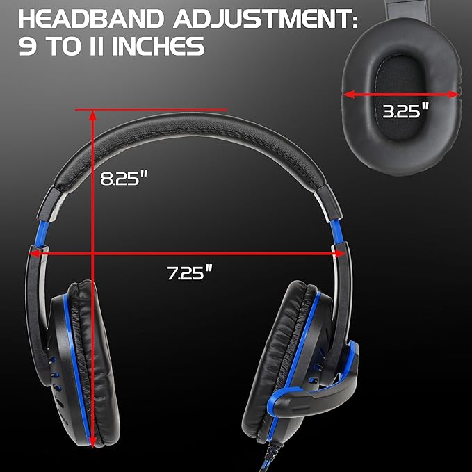ENHANCE GX-H5 Gaming Headset with Microphone - Universal Gaming Headset for PS4, PS5, Xbox, PC, Switch with Adjustable Headband, Volume Controller, USB Sound-Isolating Earcups, Splitter Cable (Blue)
