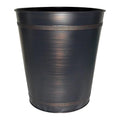 Small Round Metal Wastebasket- Beaded Recycle Trash Can 2.5 Gallon, Open top Garbage Container Bin for Bathrooms, Kitchen, Bedroom, Home Office - Durable Steel - Oil Rubbed Bronze Finish