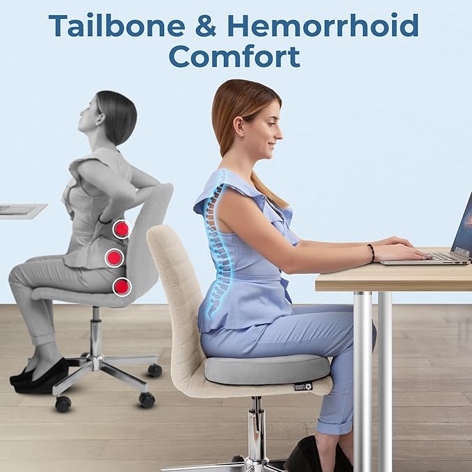 5 STARS UNITED Donut Pillow Hemorrhoid Tailbone Cushion – Large Cushion for Pain Relief – Coccyx, Prostate, Sciatica, Pelvic Floor, Pressure Sores, Pregnancy, Postpartum Recovery, Light Gray