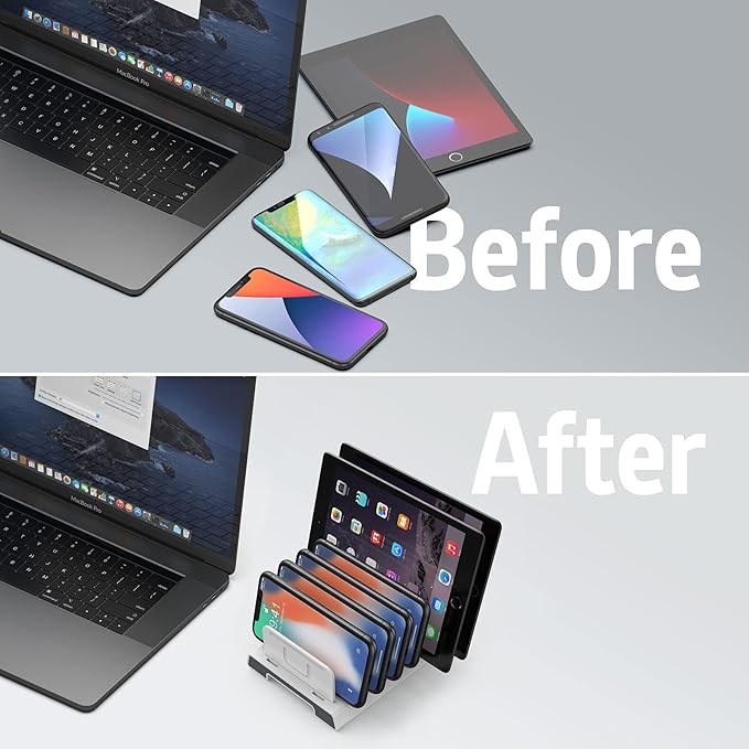 Unitek Adjustable Universal Multi Device Organizer Dock Stand Holder Compatible iPhone, iPad, Kindle, Fire Tablet, Samsung Galaxy, Google Nexus, Pixel, All Electronic Devices-No Charging Port