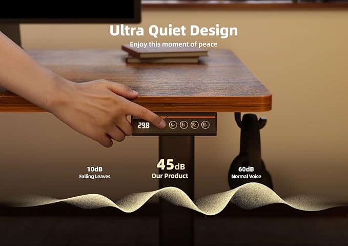 YDN Glass Standing Desk, 40x24 Inch White Standing Desk Adjustable Height Electric Stand Up Quick Install for Computer Desks, Rustic Brown