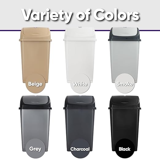 Superio Kitchen Trash Can 13 Gallon with Swing Lid, Plastic Tall Garbage Can Outdoor and Indoor, Large 52 Qt Recycle Bin and Waste Basket for Home, Office, Garage, Patio, Restaurant (Beige)
