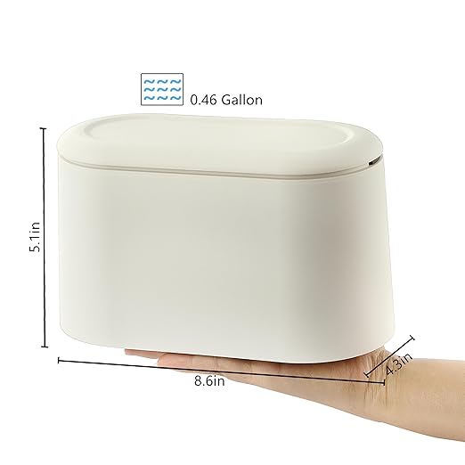 XZZWLL Mini Trash Can for Desk, Tiny Plastic Countertop Garbage Can with Lid, Easy to use and Keep Desktop Clean for Vanity, Bedside, Bathroom and Kitchen with 3 Rolls Trash Bags