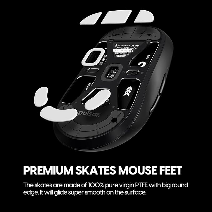 Pulsar Gaming Gears - PTFE Mouse Feet for X2 & X2 Mini Wireless Mice Premium Skate - White, Set (0.6mm Thin + Cut Type)