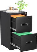 Superday 2 Drawer File Cabinets, 18” D Vertical File Cabinet with Lock, Locking Filing Cabinet for Home Office, Black Metal Filing Cabinets for Hanging Letter/Legal Folders, Easy Assemble