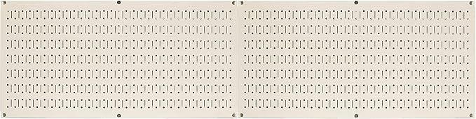 Wall Control Pegboard Rack Horizontal Metal Pegboard Garage Tool Storage Pack - Two 32-Inch Wide x 16-Inch Tall Easy To Install Peg Boards (Beige)