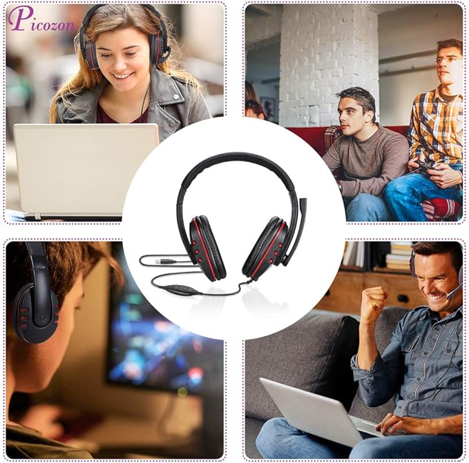 Picozon USB Gaming Headset Headphone with Microphone for PS4, PS5, Multi-Device Gaming