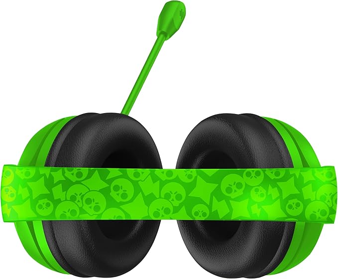 SUBSONIC - Brawl Stars Wireless Gaming Headset with LED and Detachable Microphone. Officially Licensed Gaming Headset, Compatible with Consoles, PCs, Tablets and Smartphones - Green
