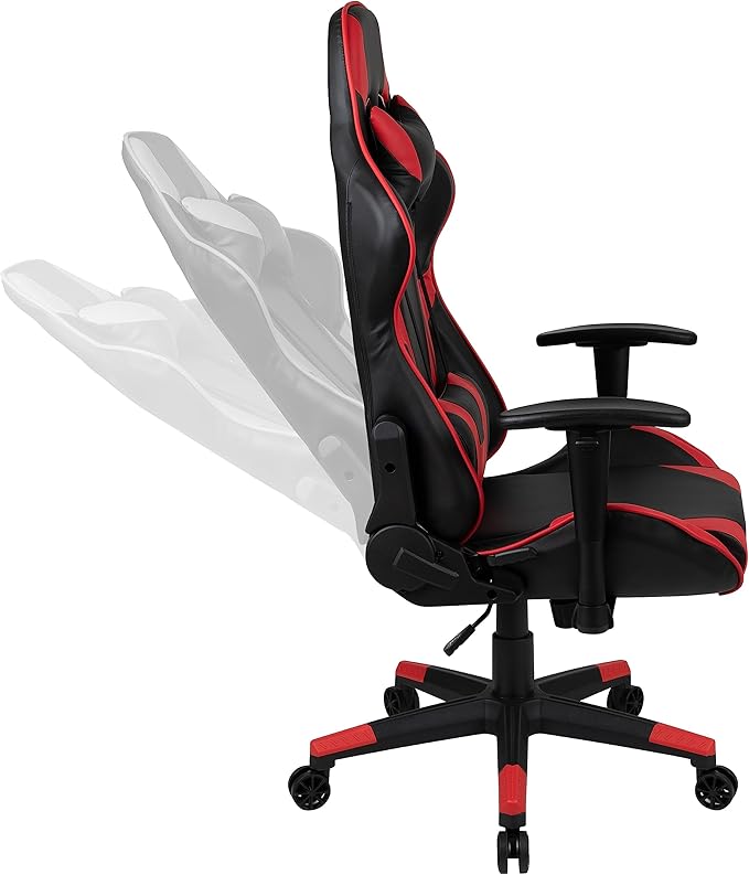 Flash Furniture Gaming Desk and Red/Black Reclining Gaming Chair Set /Cup Holder/Headphone Hook/Removable Mouse Pad Top - Wire Management