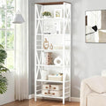 HOMISSUE Bookshelf, 7-Tier Bookshelf, Rustic Wood Metal Bookshelves and Bookcases, Freestanding Open Bookshelf, Industrial Tall Bookcase for Home Office, Living Room and Bedroom, White