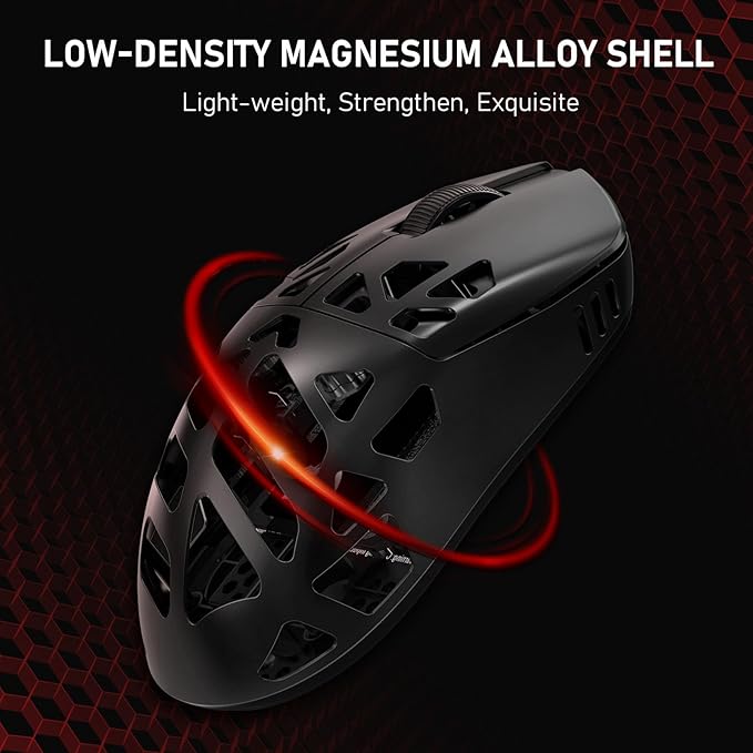 Redragon M997 Magnesium Alloy Wireless Gaming Mouse, Tri-Mode BT & 2.4GHz, Ultra Lightweight Ergonomic Mouse, 1000Hz, Rechargeable for PC Laptop, Starlight Black