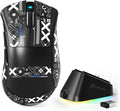 MAMBASNAKE Attack Shark V3 PRO 62g Superlight Wireless Gaming Mouse,RGB Charging Dock,BK52820 Tri-Mode BT/2.4G Wireless/Wired Mouse with Grip Tape,25000DPI,5 Programmable Buttons for Pc/Mac,Black PRO