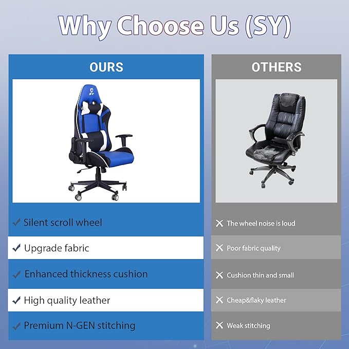 Gaming Chair,Video Game Chair with Massage Lumbar Support, Ergonomic Computer Chair Height Adjustable with Swivel Seat and Headrest