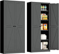 INTERGRAET 63" H Pantry Cabinet, Metal Kitchen Pantry Cabinets with 2 Doors and 4 Shelves, Farmhouse Food Storage Cabinets, Large Pantry Cabinets for Home,Kitchen,Living Room/Dining