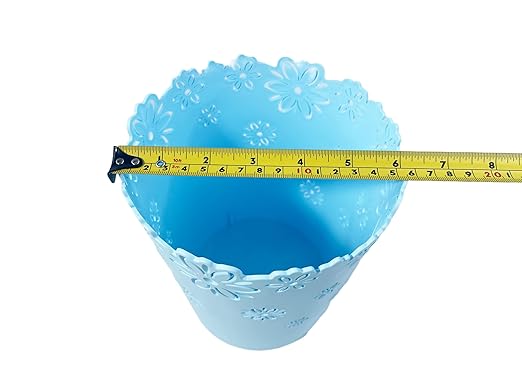 Wastebasket, Hollow Flower Shape Plastic Lidless Wastepaper Baskets Trash Can (Blue, Mini)