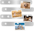 Magnetic Board, Frameless Stainless Iron Magnetic Strips with Adhesive Backing, 4-Pack Magnet Bulletin Board Bar, Memo Board with 10 White Star Magnets for Wall, Office, School, Home, Photos