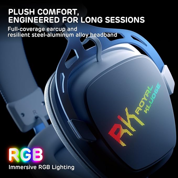 RK ROYAL KLUDGE HG103 Wireless Gaming Headset for PS5/4, Xbox, PC, Switch, BT5.3/2.4G/3.5mm Wired RGB Over Ear Headphones with Noise Canceling Mic, 50mm Drivers, 7.1 Surround Sound for FPS Game
