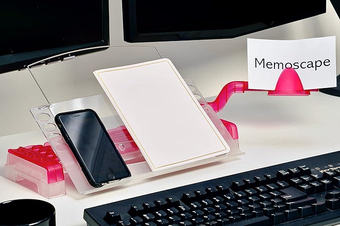 MemoScape Adjustable in-Line Document Holder for Typing | Reduces Neck Strain, Improves Focus, Boosts Desk Organization, and Workflow | Paper Holder Stand for Desk and Home Office - Pink (VUR 4000)
