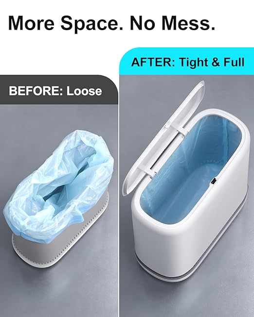 3 Gallon Slim Small Bathroom Trash Can with Lid, White Dog Proof Garbage Can with Air-Press Bag Expander & Removable Bucket, Narrow Bathroom Waste Basket for Bedroom, Office, Dorm