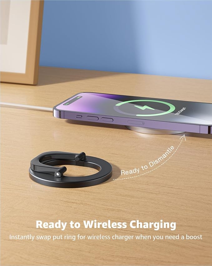 【2 Pack】 SUPERONE for MagSafe Phone Grip, Adjustable Magnetic Phone Ring Holder Removable Finger Phone Ring Kickstand Compatible with MagSafe Accessories Only for iPhone 17 & 16 & 15 & 14 & 13 Series
