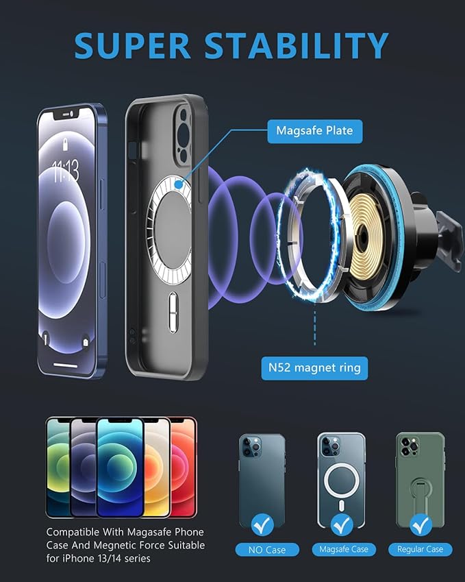BEHAVE Magnetic Wireless Car Charger for Mercedes Benz GLB Class 2020-2024,15W Fast Charging Phone Holder with Cooling Fan,Phone Mount Compatible with Magsafe,iPhone,Android Phones