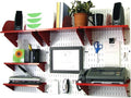 Wall Control Office Organizer Unit Wall Mounted Office Desk Storage and Organization Kit White Slotted Wallboards and Red Accessories