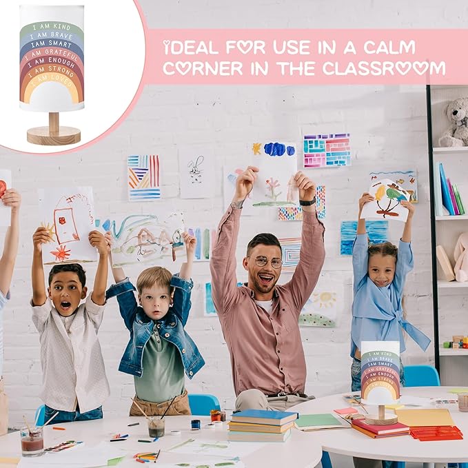 Glooglitter Classroom Lamp Calming Corner Decor Cozy Center 11. 61 Inches Small Bedside Desk Lamp USB Rainbow Reading Book Center Supplies for Home Bedroom Playroom Nursery