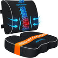 SweetSlubr Ergonomic Memory Foam Seat Cushion & Lumbar Support Pillow Set, Orthopedic Coccyx Cushion for Office Chair, Car, Home – Relieves Back, Sciatica & Tailbone Pain, Improves Posture Black/Large
