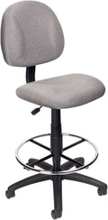 Benzara Jea Drafting Stool Chair, Gray Tweed, Contoured Back and Footring