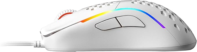 HK Gaming NAOS M Ultra Lightweight Honeycomb Shell Ambidextrous Wired RGB Gaming Mouse 12 000 cpi | 7 Buttons | 59 g (Naos-M, White)