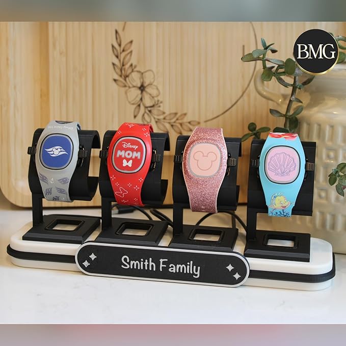 Customizable MagicBand Charging Station Compatible with Disney’s MagicBand+ (White & Black, x2)