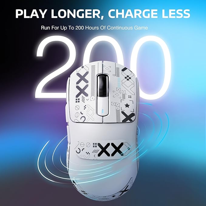 ATTACK SHARK X3 Lightweight Wireless Gaming Mouse with Tri-Mode 2.4G/USB-C Wired/Bluetooth,26K DPI, PAW3395 Optical Sensor,Kailh GM8.0 Switch,5 programmable Buttons for PC/Win/Mac(White+Stickers)