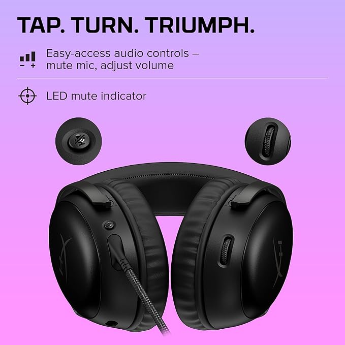 HyperX Cloud III – Wired Gaming Headset, PC, PS5, Xbox Series X|S, Angled 53mm Drivers, DTS, Memory Foam, Durable Frame, Ultra-Clear 10mm Mic, USB-C, USB-A, 3.5mm – Black (Renewed)