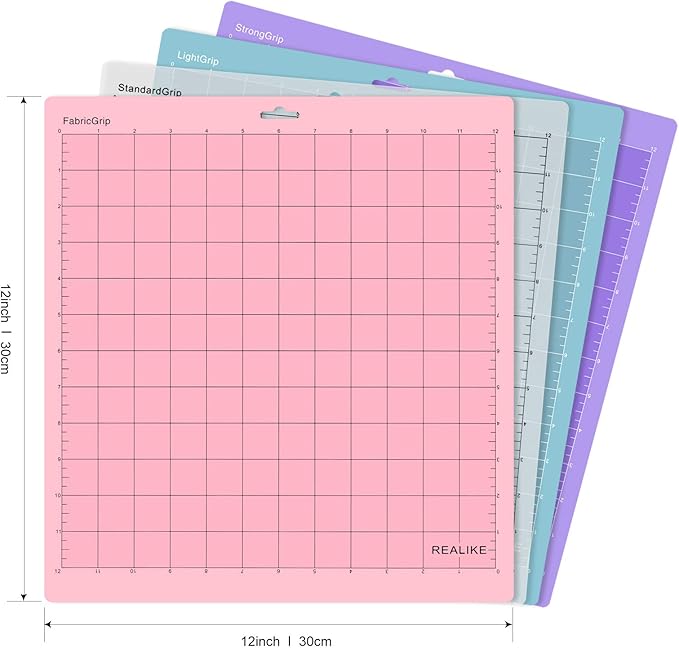 REALIKE 12x12 Cutting Mat Compatible with Cricut Maker 3/Maker 4/Maker/Explore 3/4/Air 2/Air/One (4 Mats) Variety Adhesive Cut Mats Variety Cut Mats for Crafts, Quilting, Sewing and All Arts