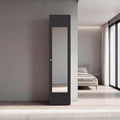 Saily Storage Cabinet with 4 Shelves and Mirror on Door, Modern Design, Wenge Mirror on Door: Includes a full-length mirror, making it convenient for quick outfit checks. Easy Access: Features a si