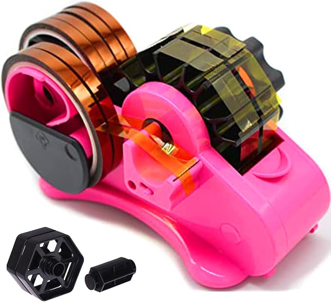 SHDSL Heat Tape Dispenser Sublimation - Multiple Roll Cut Heat Tape Dispenser 1" and 3" Core Double Reel Cores Sublimation for Heat Transfer Tape, Semi-Automatic Tape Dispenser with Compartment Slots