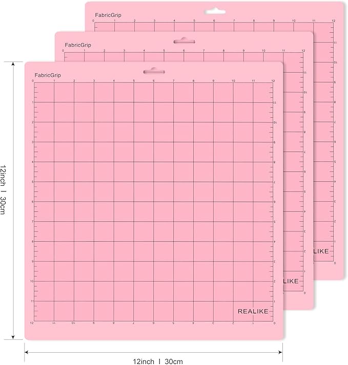 REALIKE 12x12 FabricGrip Cutting Mat Compatible with Cricut Maker 3/Maker 4/Maker/Explore 3/4/Air 2/Air/One(3 Mats), Fabric Adhesive Sticky Cut Mats for Crafts, Quilting, Sewing and All Arts